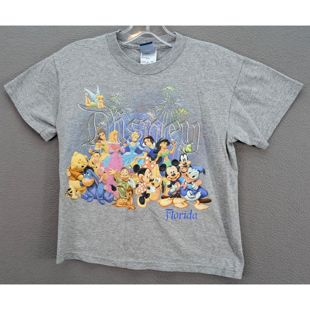 Disney Characters Florida T-Shirt Youth‎ Size M (10-12) Gray Made in USA Casual - Picture 3 of 9